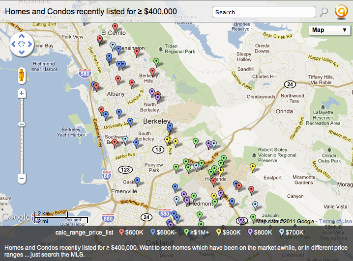 Homes which have been recently listed in Berkeley, Albany, Kensington, El Cerrito, Oakland and Piedmont