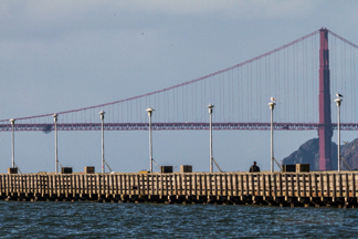 King Tide on the Berkeley Marina - Golden Gate Bridge in Background