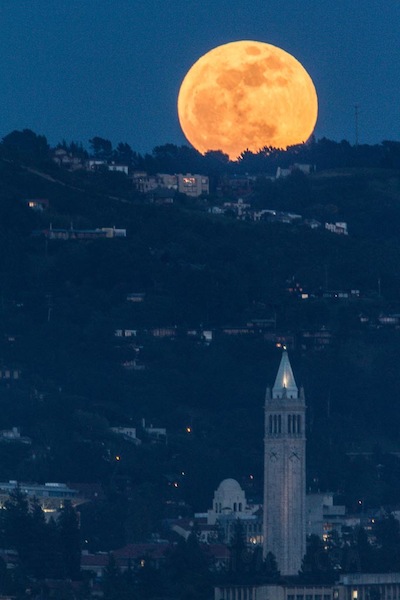 Full Super Moon over UC Berkeley Sather Tower Campanile Go Bears!